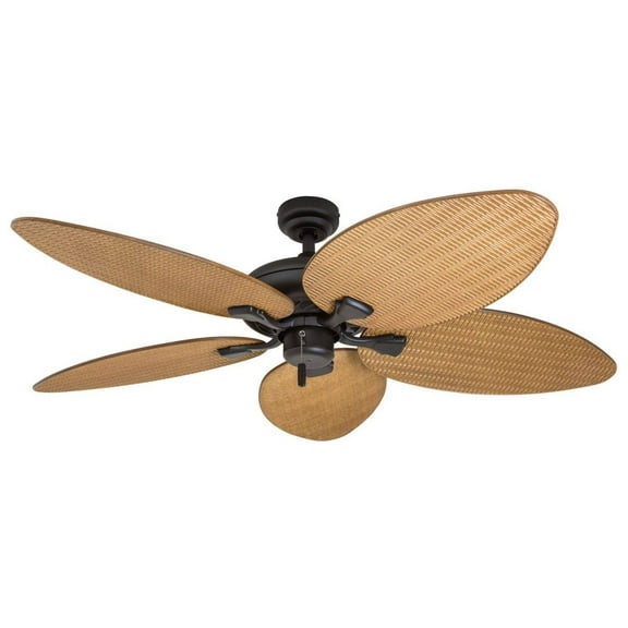 Honeywell Palm Valley 52" Bronze Tropical Ceiling Fan with 5 Palm Blades, No Light, Pull Chains & Reverse Airflow