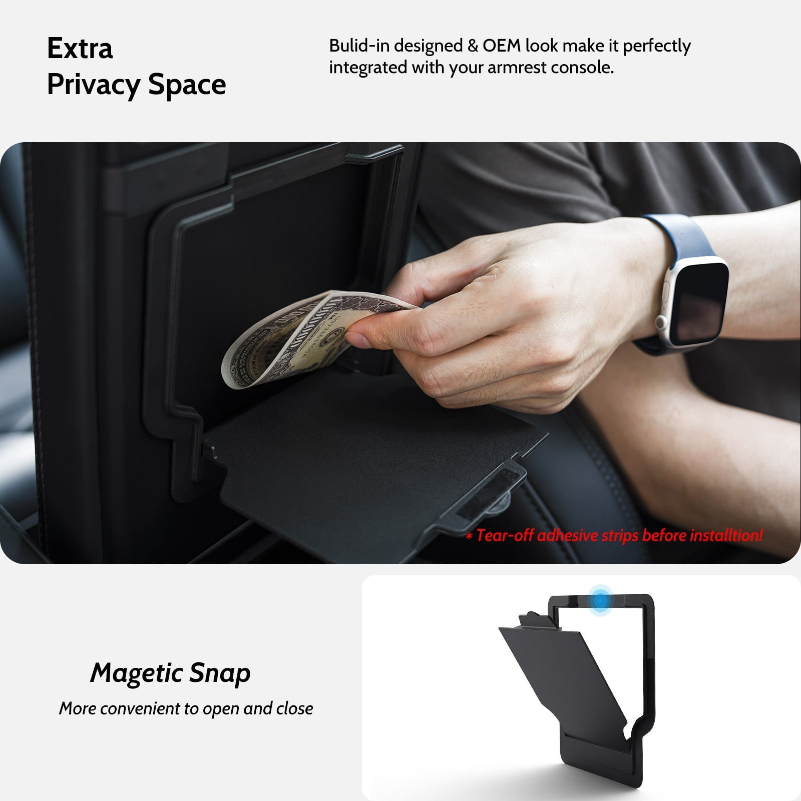 MOWLICAS Food-Grade Silicone Center Console Organizer, Tesla New Model Y 2026/2025 (Juniper) & Model 3 2024-2026 (Highland) Accessories, Bigger Divider Design for Maximize Space (Black)