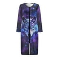thumbnail image 3 of Yuyamidu Wolf Womens Robes Lightweight Long Sleeves Bathrobe Starry Sky Long Sleepwear Soft Mid-Length Robe Nightgrown Wedding Party Loungewear Size 2XL, Purple, 3 of 7