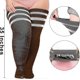 thumbnail image 2 of Calcetines altos de mujer yuxing talla grande muslos gruesos extra largos a rayas café claro y blanco, 2 of 5