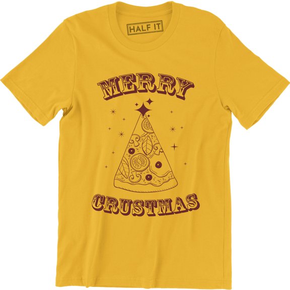 Merry Crustmas Men's - Funny Comedy Holiday Pizza Cheese Slice T-Shirt