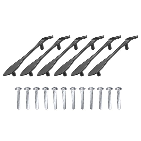 Uxcell 6 Pack Drawer Pulls, 4.7"(120mm) Length Door Handles, Zinc Alloy Furniture Hardware Handles for Bathroom Dresser, Kitchen, Cupboard and Wardrobe, Black