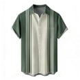 thumbnail image 4 of Big & Tall Men's Short Sleeve Button Down Shirt Camp Collar Regular Fit Striped Casual Business Shirts Summer Gift for Dad, 4 of 5