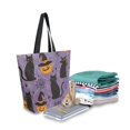 thumbnail image 2 of FORMRS Womens Canvas Tote Bag with Zipper Inner Pocket Shoulder Handbag, Purple Halloween Black Cat, 2 of 7