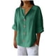 thumbnail image 1 of Vestidos Casuales Para Mujer, Blusas De Mujer De Moda Blusa de lino con cuello en V, manga 3/4 y botones, suelta, de color liso, para mujer, 1 of 6