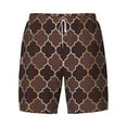 thumbnail image 4 of Lsque Mens Swim Trunks Brown Gold Grid Pattern - Bathing Suit Compression Liner - Beach Swim Shorts Swimwear - (S-3XL) - Stretch Quick Dry -X-Large, 4 of 9