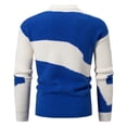 thumbnail image 3 of YLSDY Men's Crewneck Sweater Men's Mock Neck Sweater Color Block Casual Knitted Bottom Top Men's Crewneck Sweater Blue M, 3 of 4