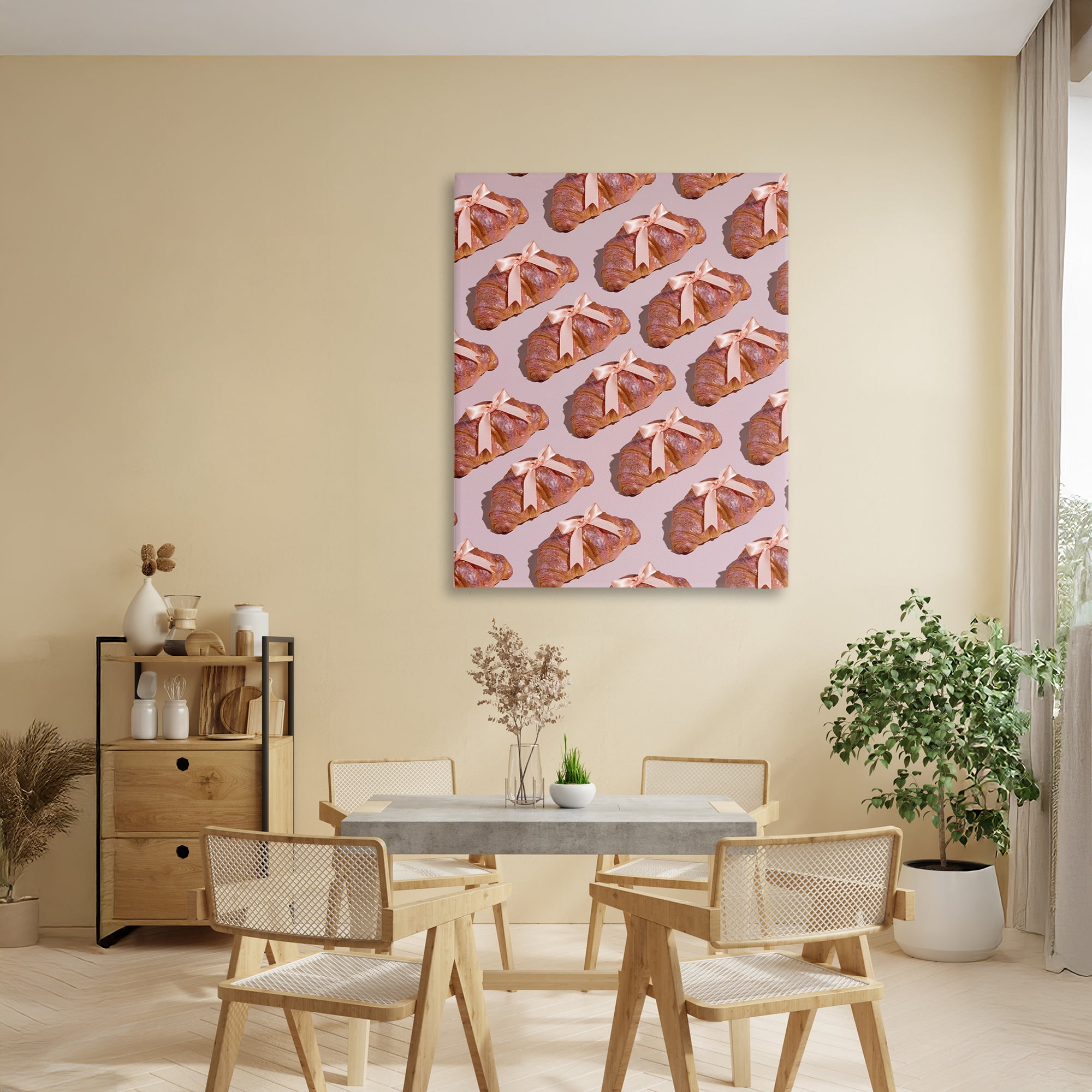 Stupell Industries Croissants with Ribbons Pattern Canvas Wall Art, design by LISH Creative