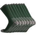 thumbnail image 1 of KAVANYISO Calcetines de senderismo de lana merino para hombre, transpirables, atléticos, gruesos (4 pares, verde, 10-13), 1 of 5