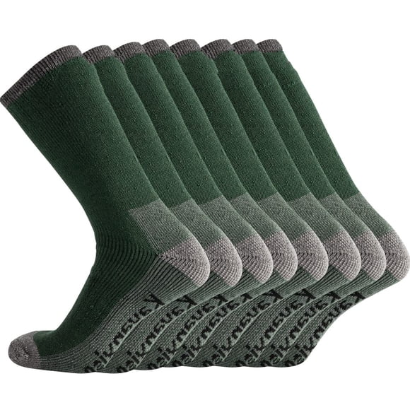 KAVANYISO Calcetines de senderismo de lana merino para hombre, transpirables, atléticos, gruesos (4 pares, verde, 10-13)