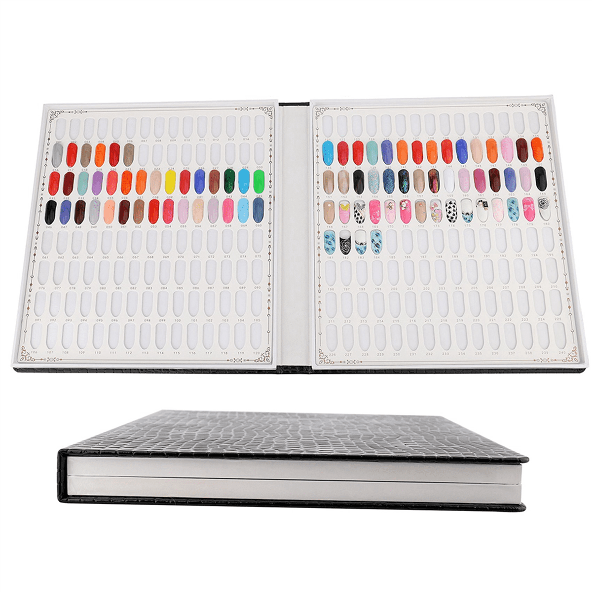 3X 216 Colors Nail Tips Display Book DIY Nail Art Showing Shelf Gel Color Card Chart Painting Display Board Silver