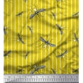 thumbnail image 1 of Soimoi Yellow Cotton Voile Fabric Stripe & Mosquito Insects Print Sewing Fabric Yard 42 Inch Wide, 1 of 1