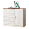 thumbnail image 2 of Gabinete de almacenamiento en el pecho, cómoda moderna y sencilla, de madera maciza, para sala de estar, gabinete de almacenamiento europeo, dormitorio, cajón blanco, 2 of 4