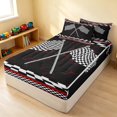 thumbnail image 3 of Erosebridal Checkered Flag Zipper Queen Comforter Set with Fitted Sheet and 2 Pillowcases, Racing Zipper Bedding Set, Crossed Flags White, Reversible, 3 of 7