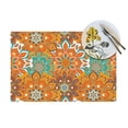 thumbnail image 4 of LNWH Orange Vintage Mandala Pattern Placemats, 4 PCS Heat Resistant Washable PVC Table Mats, 18"x12", 4 of 6