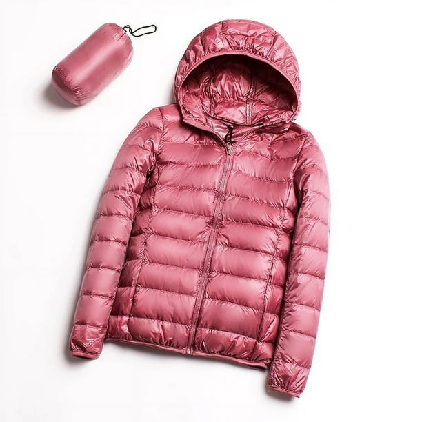Chaqueta de plumón ligera para mujer, versión con capucha, chaqueta de plumón de pato blanca corta para mujer, chaqueta de plumón ligera para mujer