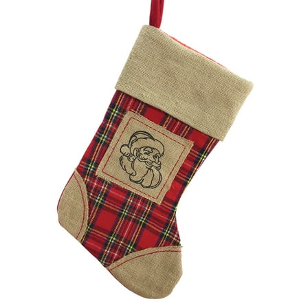 Giftsforyounow Burlap Plaid Santa Christmas Stocking
