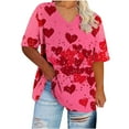 thumbnail image 4 of Gamivast Plus Size Holiday Tops Cute Heart Print Short Sleeve Tunic Goning Out Shirts Casual Loose V-Neck Trendy Blouse Valentine's Day Outfits 2026, 4 of 5