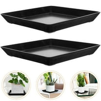 Worgeous Square Pot Drainage Tray Black with Plastic for Flowerpot Simple Flat Design 2Pcs