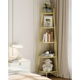 thumbnail image 2 of 5-Tier Corner Shelf, 59.6” Corner Storage Stand, Floorstanding Dispaly Rack, Tempered Glass Corner Bookshelf, Open Plant Stand, for Living Room, Bedroom, Study, Bathroom, Gold, 2 of 9