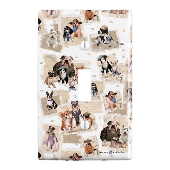 Cool Dudes Dogs in Outfits Plastic Wall Decor Toggle Light Switch Plate Cover