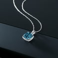 thumbnail image 5 of Gem Stone King 2.76 Ct Cushion London Blue Topaz in 10K White Gold Diamond Pendant with 18 inch Chain, 5 of 6