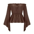 thumbnail image 7 of BLVB Womens Renaissance Blouse off Shoulder Tops Long Bell Sleeve Peplum Shirts Dressy Tops, 7 of 7