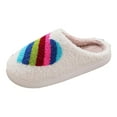 thumbnail image 3 of Women's Slippers House Shoes Indoor And Outdoor Rainbow Heart Shoes Fuzzy Memory Foam Fleece Slip On Womens Slippers, 3 of 8