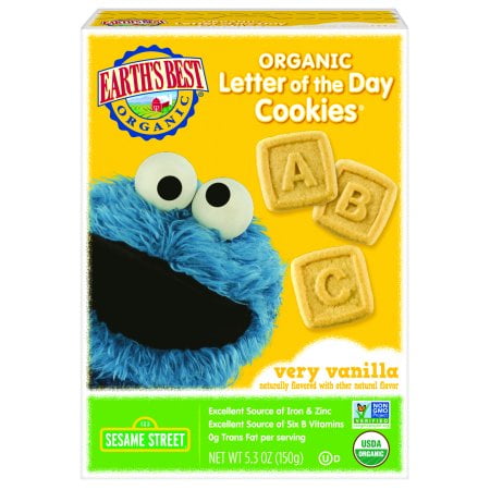 Best Christmas Cookie (3 Pack) Earths Best Organic Cookies, Toddler Snacks, Very Vanilla, Sesame Street Letter of the Day, 5.3 Ounce ()