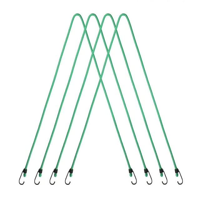 Paquete de 4 cuerdas elásticas con ganchos de fijación para correas de equipaje duraderas Verde