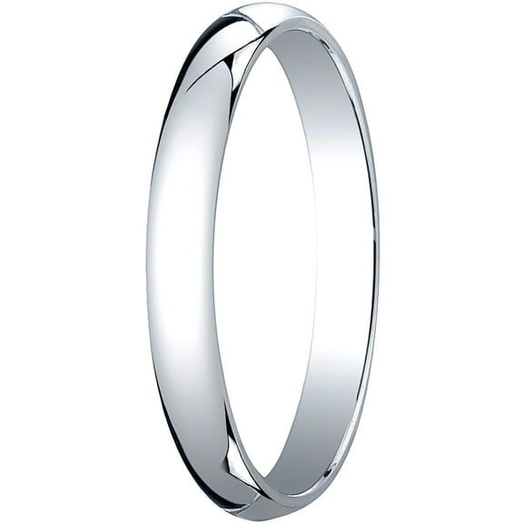 Mens 18K White Gold, 3.0mm Traditional Dome Oval Wedding Band (sz 11)