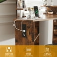 thumbnail image 3 of Corner Makeup Vanity Desk with LED Lighted Mirror and 5 Rotating Drawers, 3-Color Adjustable Lighting, Power Outlet and Open Shelves, Elegant Dressing Table with Stool for Women,Brown, 3 of 6