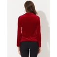 thumbnail image 3 of DARING DIVA Women's Notched Lapel Button Front Office Velvet Blazer XL Red, 3 of 6