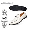 thumbnail image 3 of Mens Leather Dress Shoes Casual Comfort Loafers Fashion Classic Business Shoes Non-slip Breathable Driving Shoes White 11 US, 3 of 7