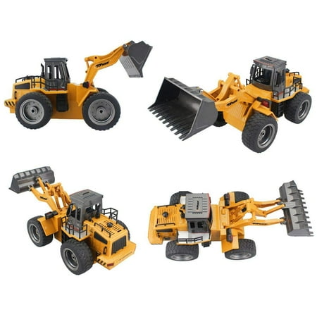 top race 6 channel full functional front loader rc remote control construction toy tractor with lights & sounds 2.4ghz (tr-113g)