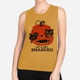 thumbnail image 2 of Pumpkin Cats Lets Get Smashed Women's Muscle Tank Large Antique Gold, 2 of 5