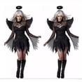 thumbnail image 5 of KLHDSF Women's Witch Devil Angel Costume Dress Set With Wings Headband Halloween Cosplay Outfit Black L, 5 of 5