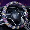 thumbnail image 1 of 1 pieza (tipo B, aproximadamente 38 cm) Funda de volante de estilo étnico, funda de volante de tela de lino bohemio, funda de volante étnica universal para automóviles, SUV, furgonetas y camiones, 1 of 4