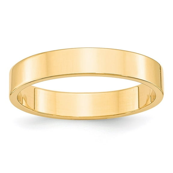 14k Yellow Gold 4mm Lightweight Flat Wedding Band Size 10