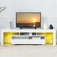 thumbnail image 4 of Bonzy Home High Glossy TV Stand for 70 Inch TVs with LED Light, Modern TV Unit Media Console with Storage, White, 4 of 10