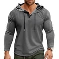 thumbnail image 2 of Men's Hooded Top for Daily Casual Wear with Long Sleeve Athletic Performance Design and Practical Drawstring Detail, 2 of 6