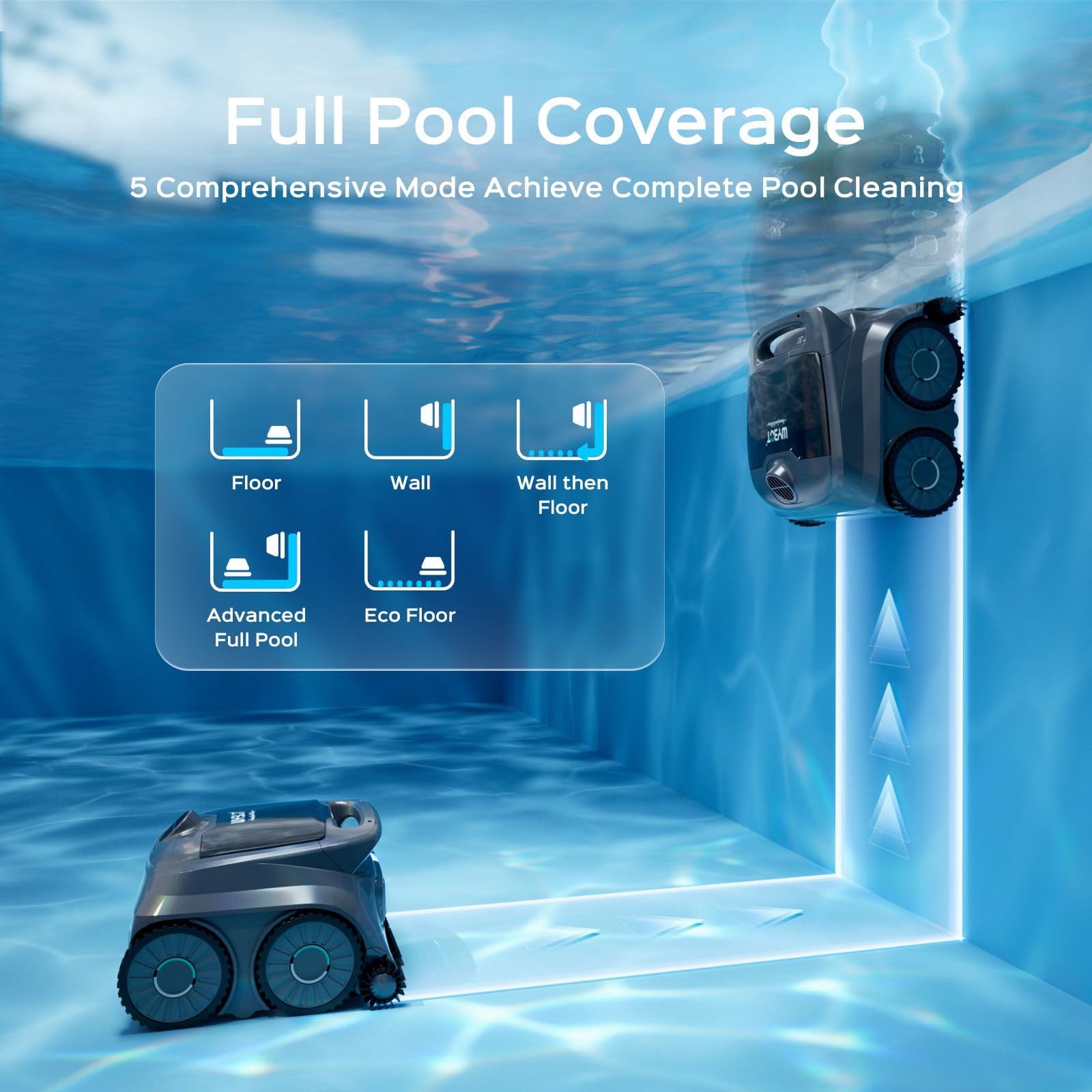 WYBOT B1 Robotic Pool Cleaner, Floor and Wall Cleaning, 120min Runtime Cordless Pool Cleaner for Inground & Above Ground Pools, Smart Navigation, Self-Parking, Dual Side Brushes, Grey & Green