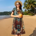 thumbnail image 4 of Saiise Robes d'Été Motif Tigre Méditant pour Femmes T-Shirt Décontracté Manches Courtes Robe de Plage Florale avec Poches, 4 of 6