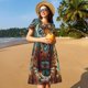 thumbnail image 4 of Balery Pond Meditating Tiger Vestidos sueltos de manga corta para mujer, vestidos de verano 2025, vestidos casuales de corte A con vuelo., 4 of 6