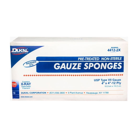 Dukal 12-Ply Gauze Sponge NonSterile 4 x 4" 20 Box(es) 100  per Box