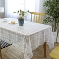 thumbnail image 1 of Azerlee Handmade Crochet Tablecloth Cotton Lace Table Cloth Rectangular Table Cover for Kitchen Dinning Wedding Party Decoration, White, 55 X 63 Inch, 1 of 1