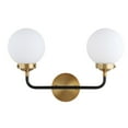 thumbnail image 5 of JONATHAN Y Caleb 18" 2-Light Contemporary Transitional Iron/Glass LED Vanity Light, Brass Gold/Black/White, 5 of 7