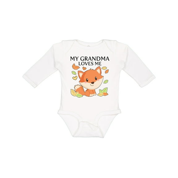 Inktastic My Grandma Loves Me- little fox Boys or Girls Long Sleeve Baby Bodysuit