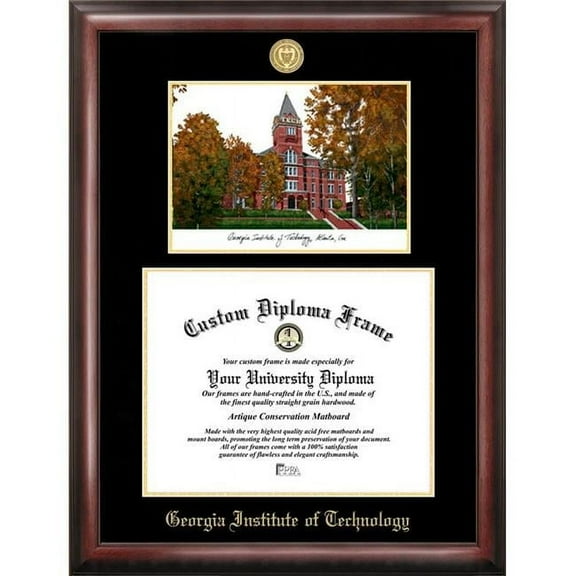 Campus Images  Georgia Institute of Technology Gold embossed diploma frame with Campus Images lithograph