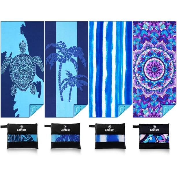 Paquete de 4 toallas de playa Gomust de microfibra, 180 x 81 cm, sin arena